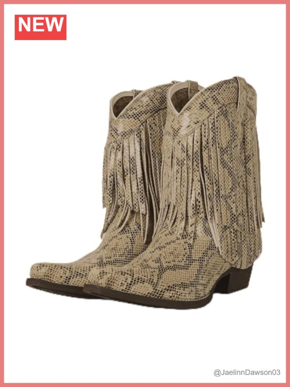 Western Cowboy Boots Pointed Toe Fringe Chunky Heel Mid-Calf Leather